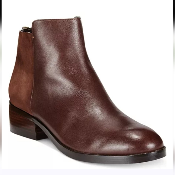 Cole Haan Dark Brown Leather And Suede Ankle Boots - Picture 1 of 8